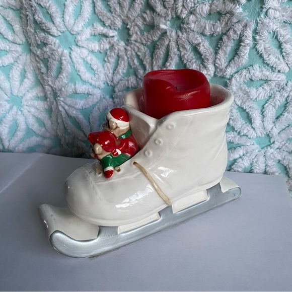 Vintage Christmas Mice riding in Santas sleigh candle holder decoration figurine - Picture 3 of 5